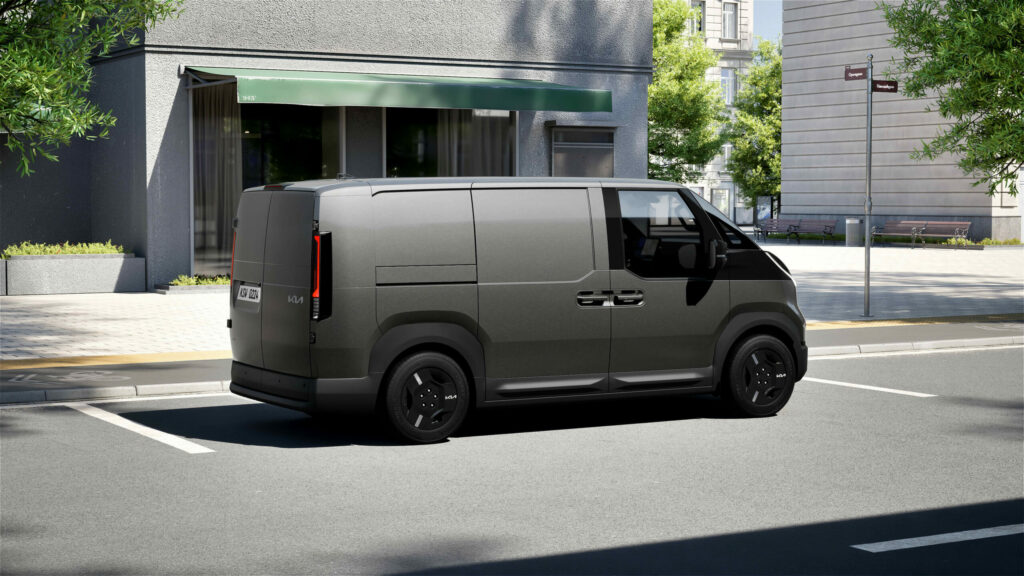 View of the Kia PV5, a modular electric utility vehicle for professionals