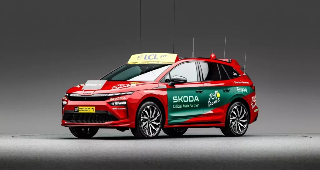 Skoda Enyaq iV electric car during the Tour de France 2025