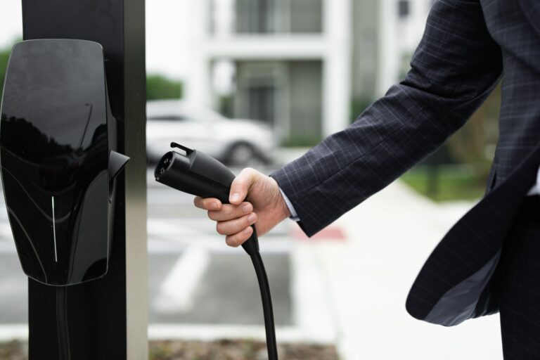 Electric charging point in France installed in a public car park