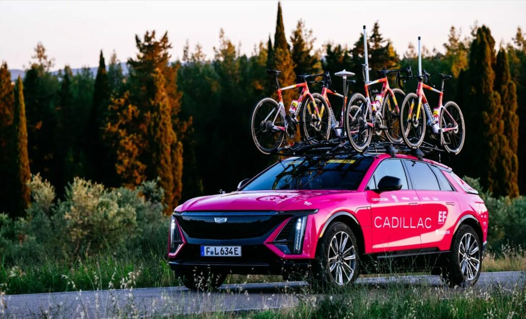 Cadillac Lyriq electric car used in the Tour de France 2025