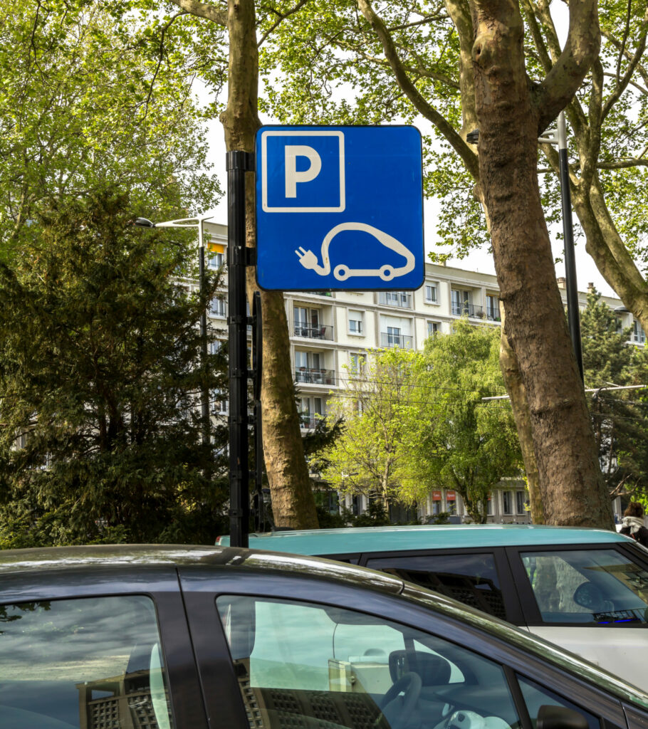 Public charging station for electric cars in car park