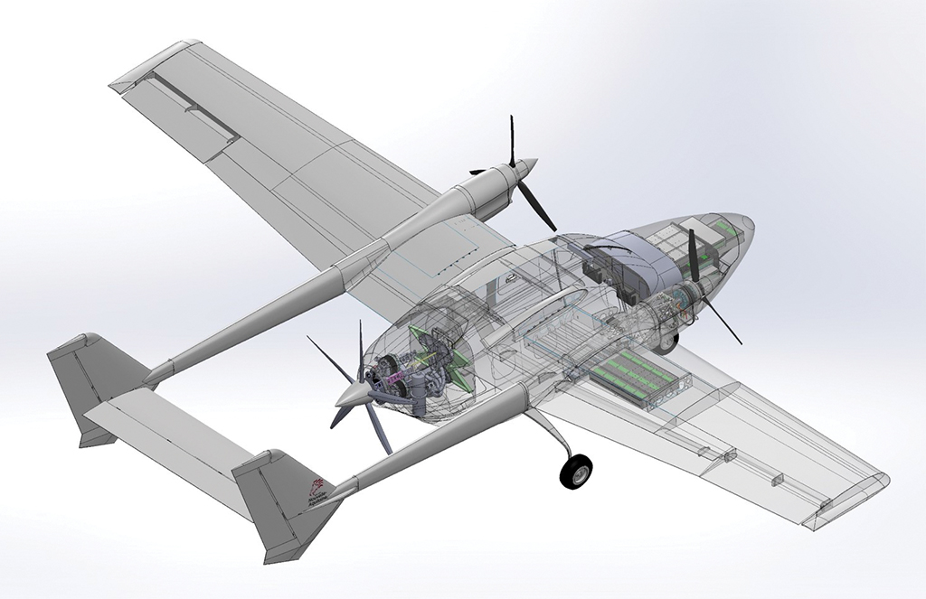 maquette 3D de l’avion hybride Cassio 330 de VoltAero