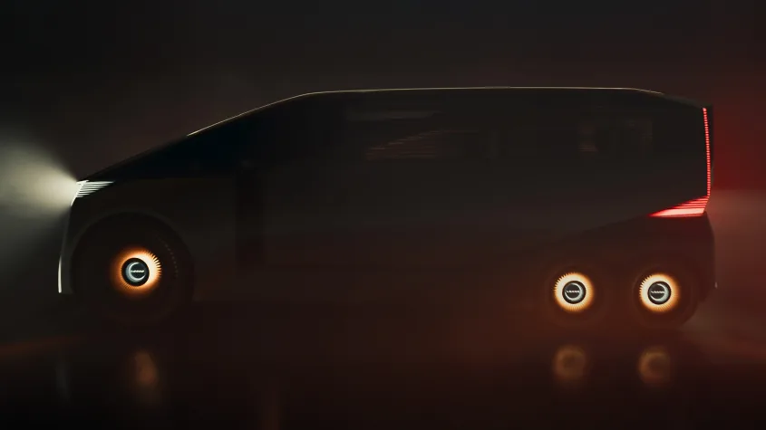 Vue de profil du Lexus LS Concept à six roues, design futuriste et silhouette massive