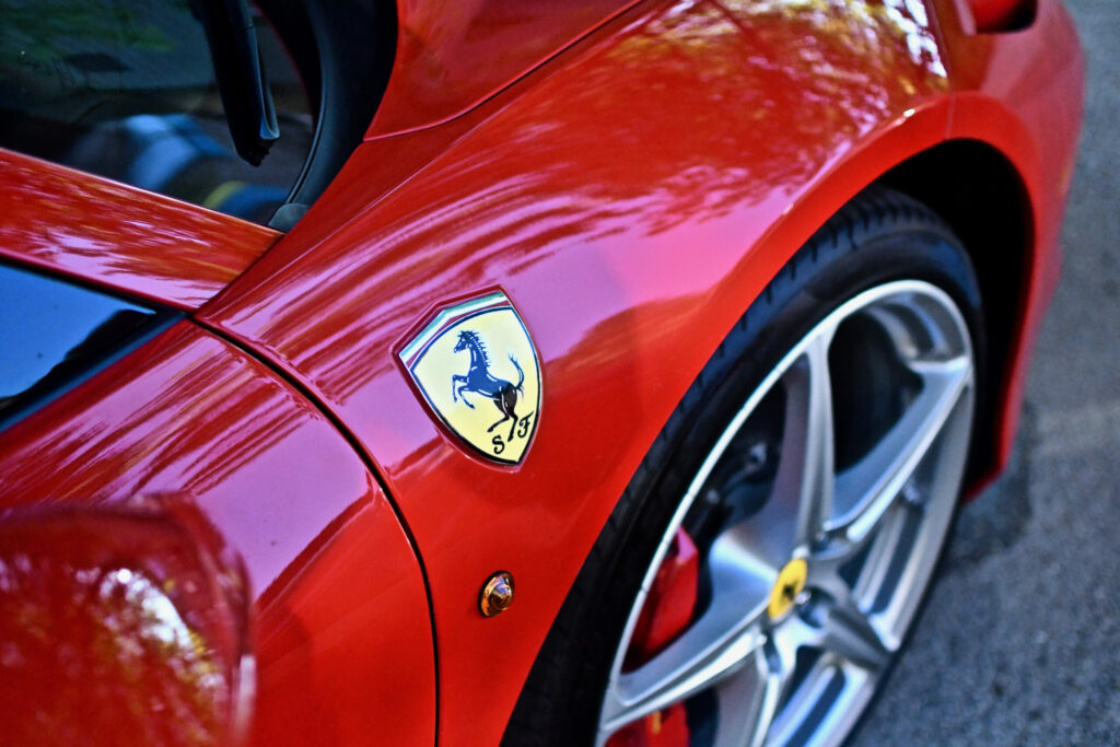 Zoom in on the Ferrari Elettrica logo on the bodywork, a symbol of Italian performance and prestige.