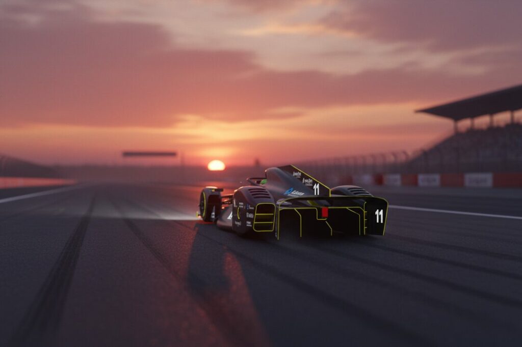 Lola-DGR single-seater seen from the back on the track