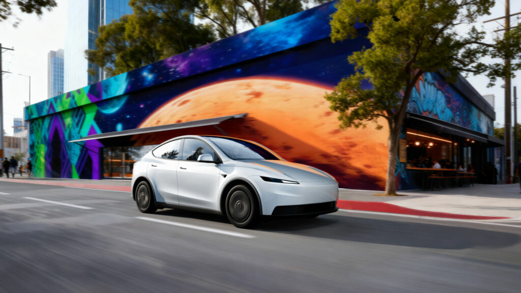 Tesla Model Y electric on the road