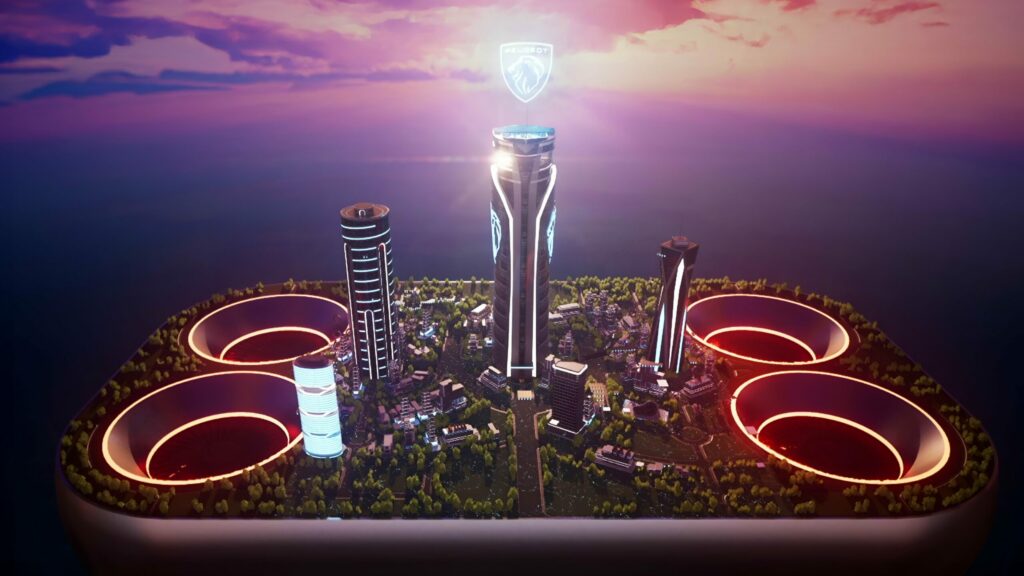 Polygon City in Fortnite, an immersive virtual island inspired by the Peugeot Polygon Concept