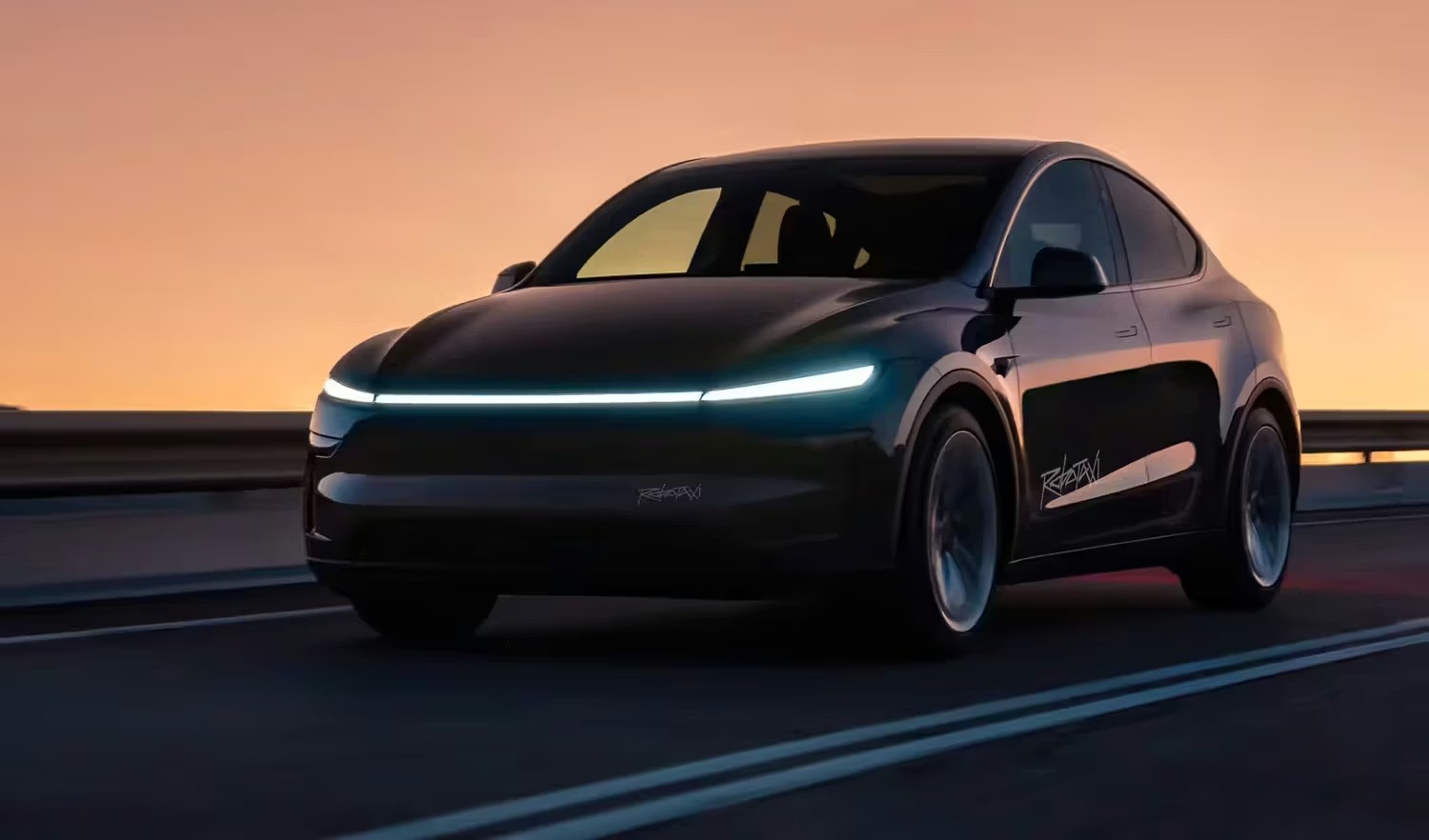 Tesla robotaxi vu de l’extérieur en service à Austin