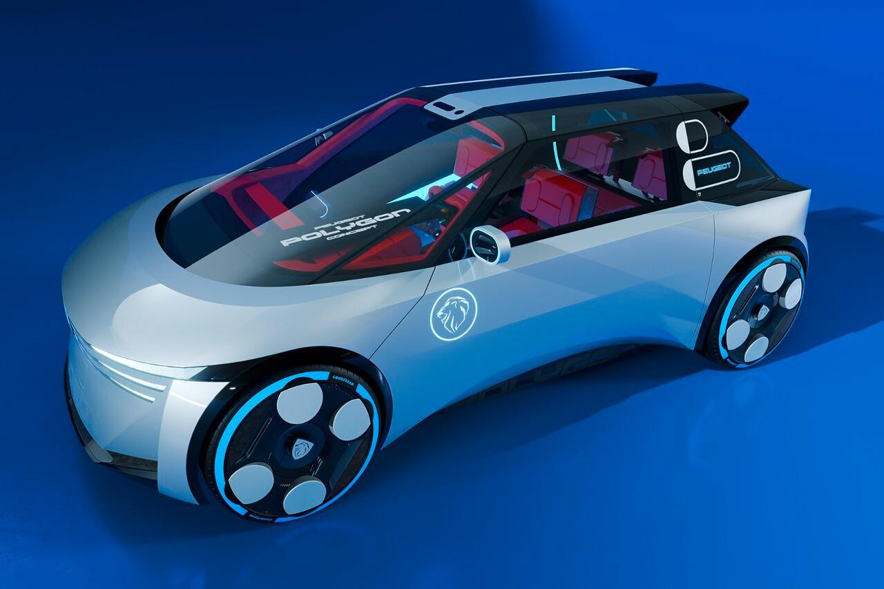 Peugeot Polygon Futuristic concept with Hypersquare steering wheel and sculpted bodywork