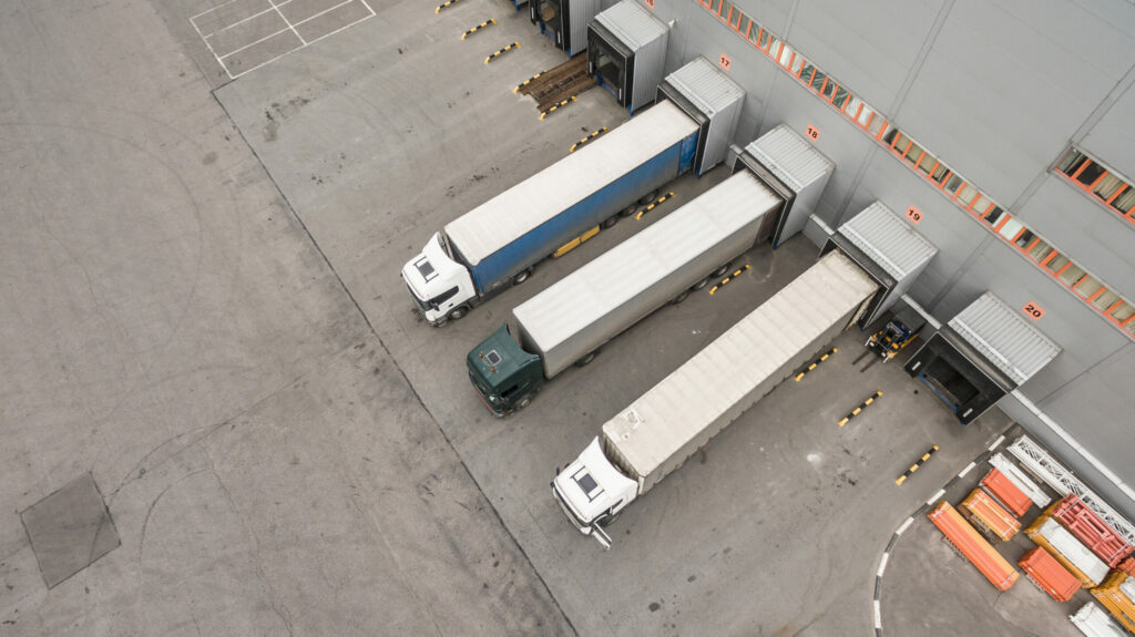 HGVs parked at their logistics base