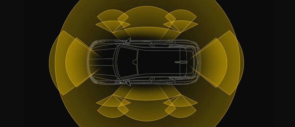 Schéma des radars tout autour de la voiture. Sources : CadillacEurope