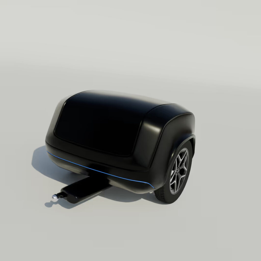 60 kWh Far-A-Day battery trailer to extend the range of electric vehicles.